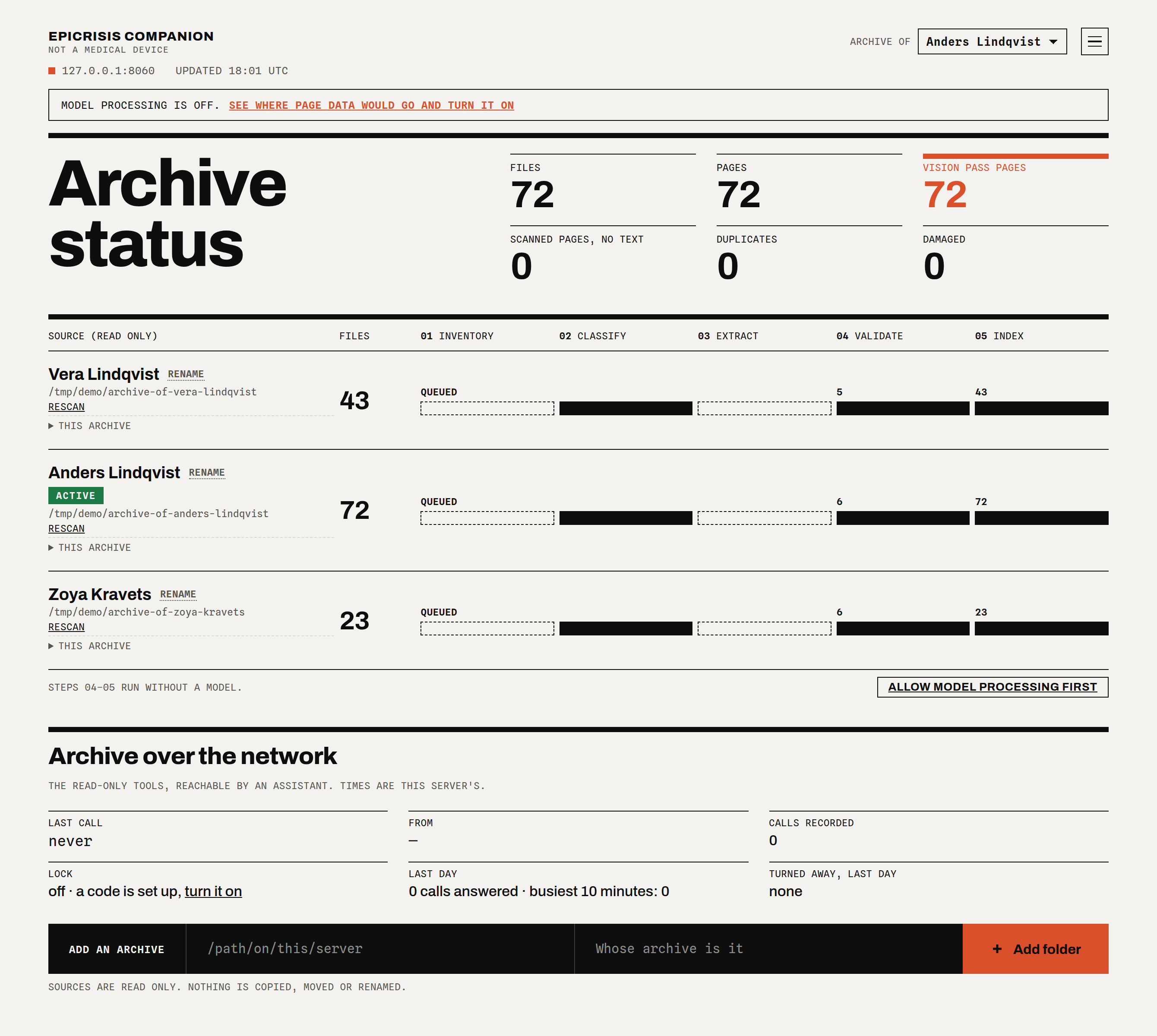 Three archives and the network lock